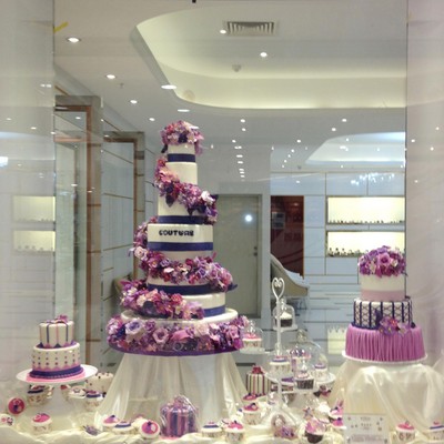 紫色愛戀婚禮翻糖藝術蛋糕